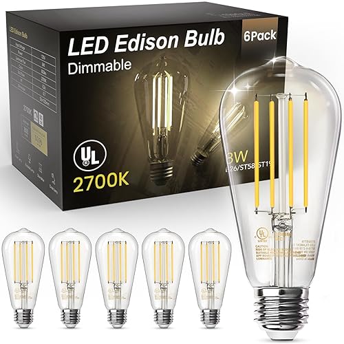 Edison Light Bulbs 60W Equivalent, Dimmable Vintage LED Light Bulbs,