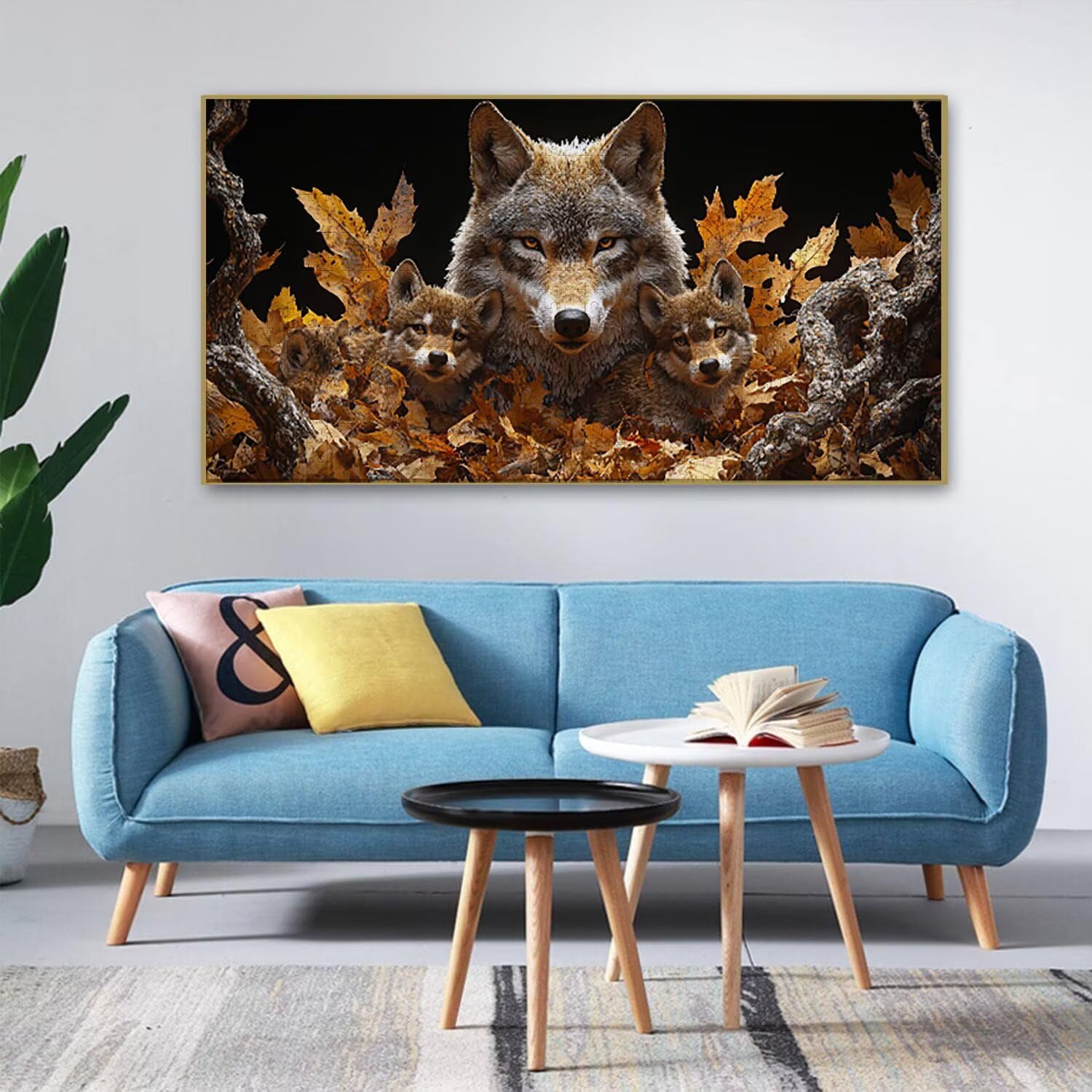 Puzzle dla dorosłych 1100 elementów, puzzle jesienny wilk, dla dorosłych klasyczne puzzle i od 14 lat junior, rodzinna rozrywka domowa puzzle prezent 87x42cm l-629