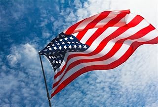 7x5ft Flying American Flag in Blue Sky Background 4th of July Patriotic Congress US Flag Independence Day Backdrop Veterans Day Soldier Military Boy Man Portrait Photo Studio Props Vinyl