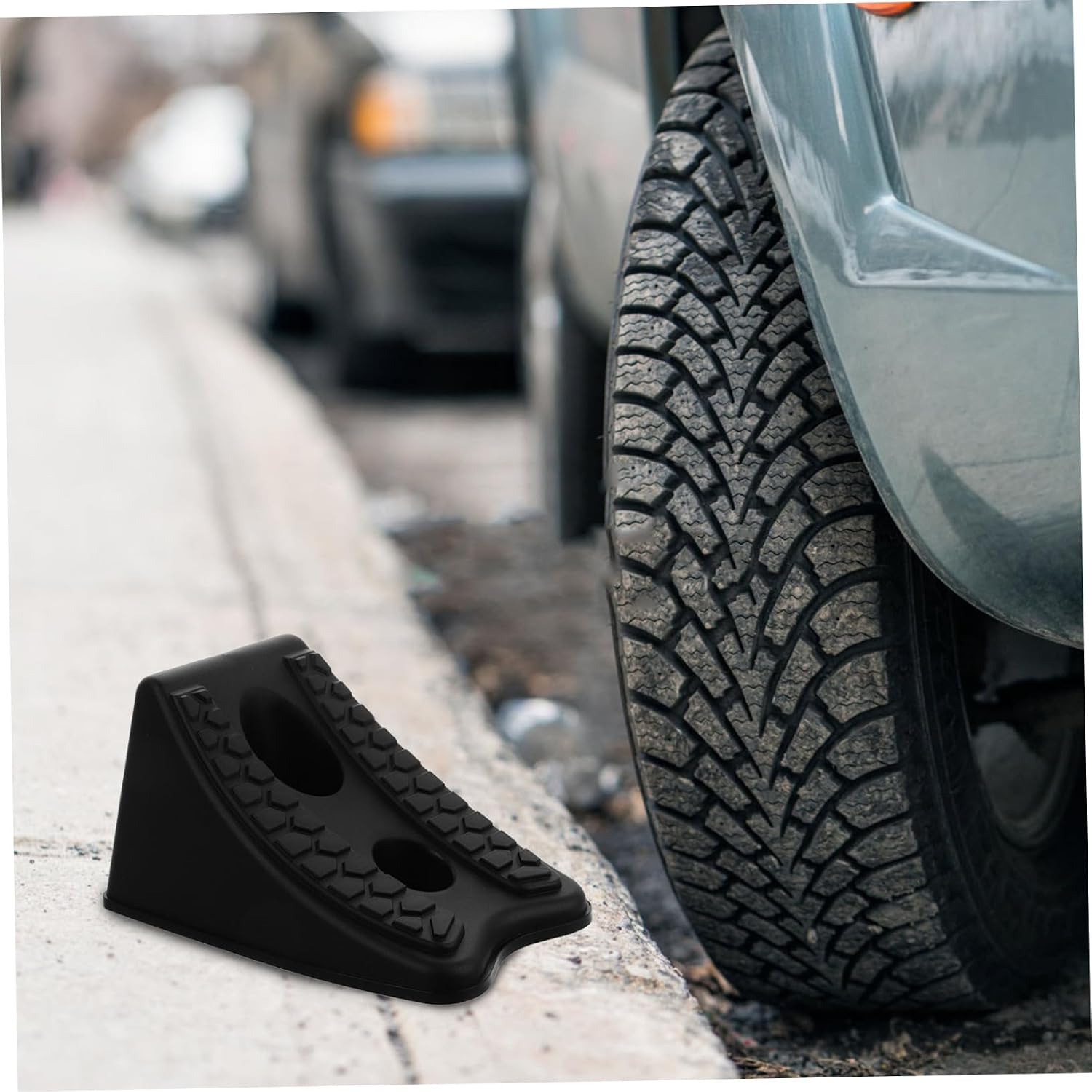 MAGICLULU Heavy Duty Car Wheel Chock Non Slip Vehicle Tire Support Pad for Cars Trucks Suvs Slope Design for Enhanced Safety Portable Durable Car Supplies