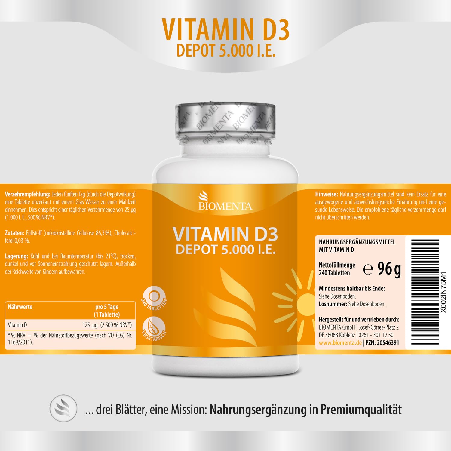 Calcium Magnesium Zink + Omega 3 + Vitamin D3 5000 IE Bundle