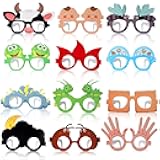Gueevin 36 Pcs Passover Party Favors Ten Plagues Paper Glasses Supplies Cartoon Animal Pesach Paper Glasses for Pesach Photo Booth Props Seder Dress up Party Favors Costume Accessories