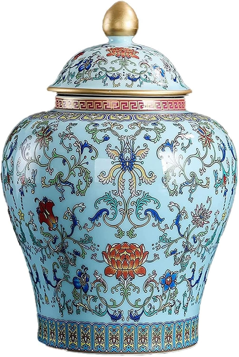 Ginger Jar with Lid Porcelain Jar Decorative Flower Vases Handmade Storage Porcelain Temple Jars(Red)