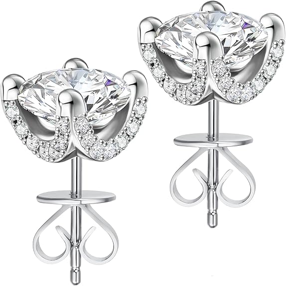 ABSOLUTE Moissanite Earrings Studs for Womens 2 Carat S925 Sterling Silver Stud Earrings D Color VVS1 Clarity