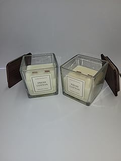 Fresh Cotton Duftkerze im Glasgefäß mit Holzdeckel, 2er-Set, Weiß,Raumduft,Friche Baumwolle,Langlebige Duftkerzen,Holzdochtkerze im Glas
