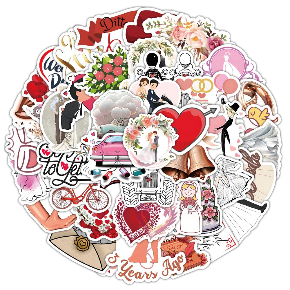 50PCS Wedding Decoration Stickers for Skateboard,Scrapbook