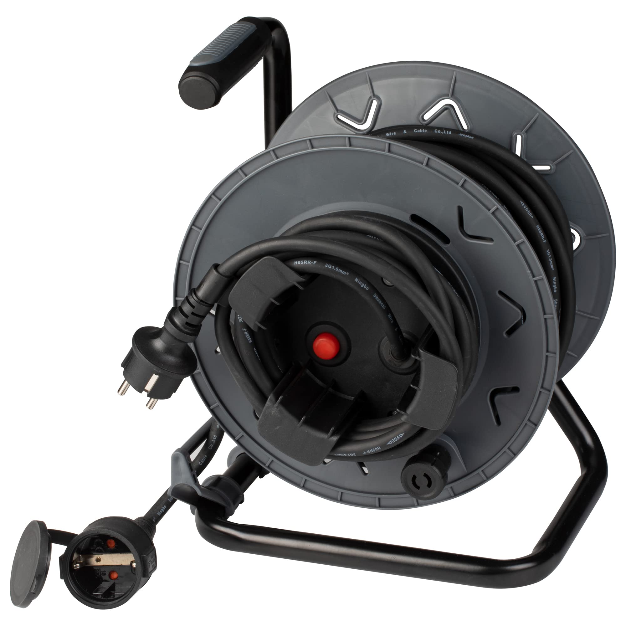 Enrollacable eléctrico de 28 metros POLY POOL PP0707 toma alemana 230V con LED
