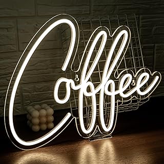 Coffee Neon Schild Kaffee Neon Light Kaffee Leuchtreklamen LED Wand Neonlicht,Coffee Brief Warmweiß USB Leuchtreklame,Einkaufen Küche Wanddekoration Hochzeit Geburtstag
