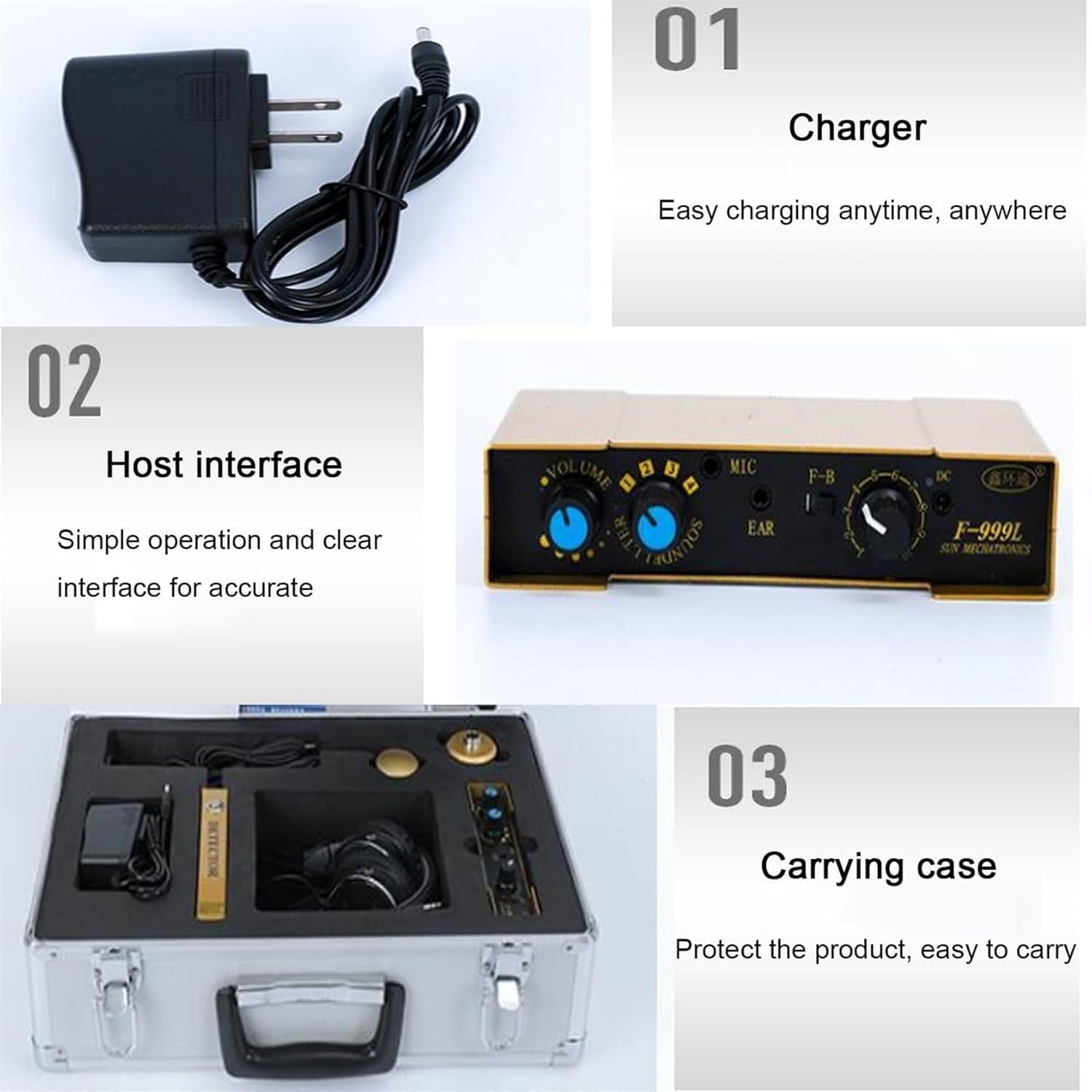 Groundwater Leak Detector, Leak Detection Sensor, Water Pipe Leak Monitor with Digital Display, Earphones and Carrying Case