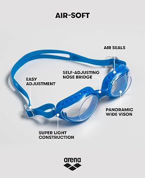 Arena Unisex Adult Air-Soft Anti-Fog Swim Goggles Men and Women Light Comfortable Design Cushioned Seals Non Mirror Lens