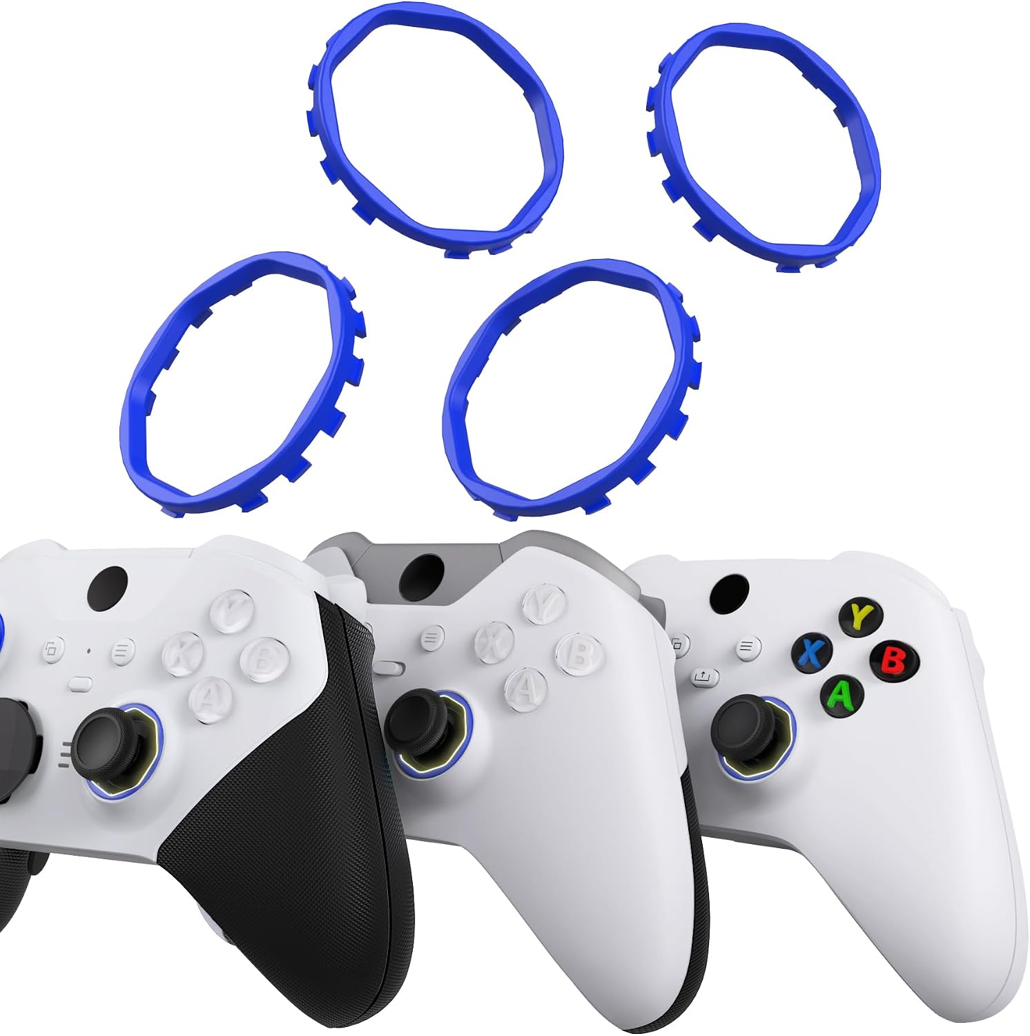Redesigned Replacement Octagonal Gated Sticks Accent Rings for Xbox Elite Series 2 Core, for Elite Series 2, for Xbox Elite, for eXtremeRate ASR Version Shell for Xbox Series X/S Controller - Blue