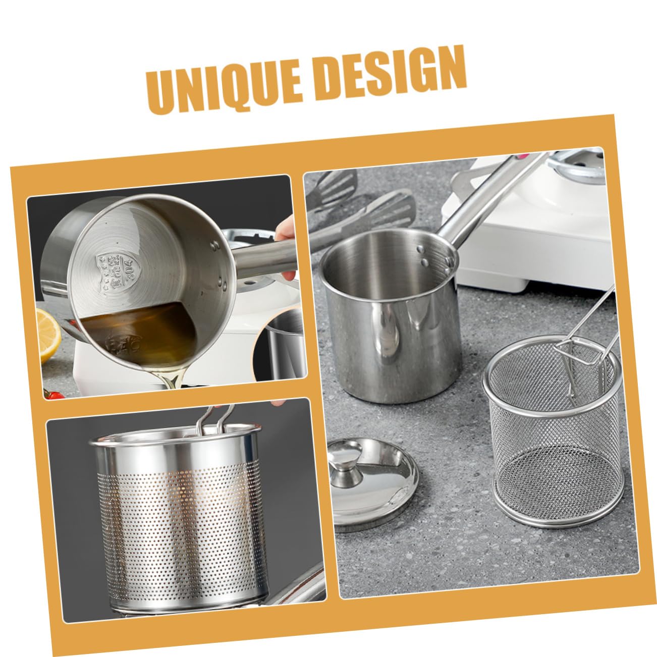 ifundom 1Set Stainless Steel Fryer Kit Deep Frying Pot with Ergonomic Handle Fry Basket Versatile Kitchen Tool for Delicious Fried Foods Commercial Use