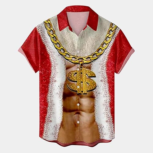 Miniatura 2 de Funny Christmas Shirts for Men Ugly Merry Christmas Novelty Shirt Button Down Short Sleeve Holiday Santa Claus Shirts