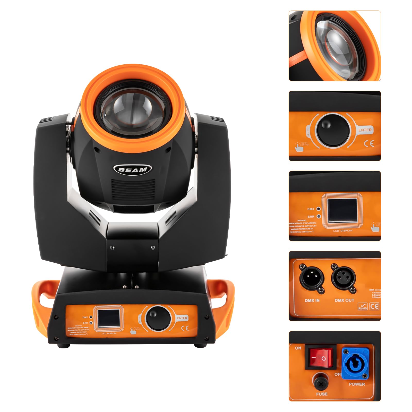 Partylicht,230w 7r Sharpy Beam Led 17 Gobo 24 Prisma Strahl Moving Head Dmx Halloween Spot Bühnenbeleuchtung 14 Farben Dj Lights 16ch 8 Prismen Scheinwerfer Dmx512 Steuerung