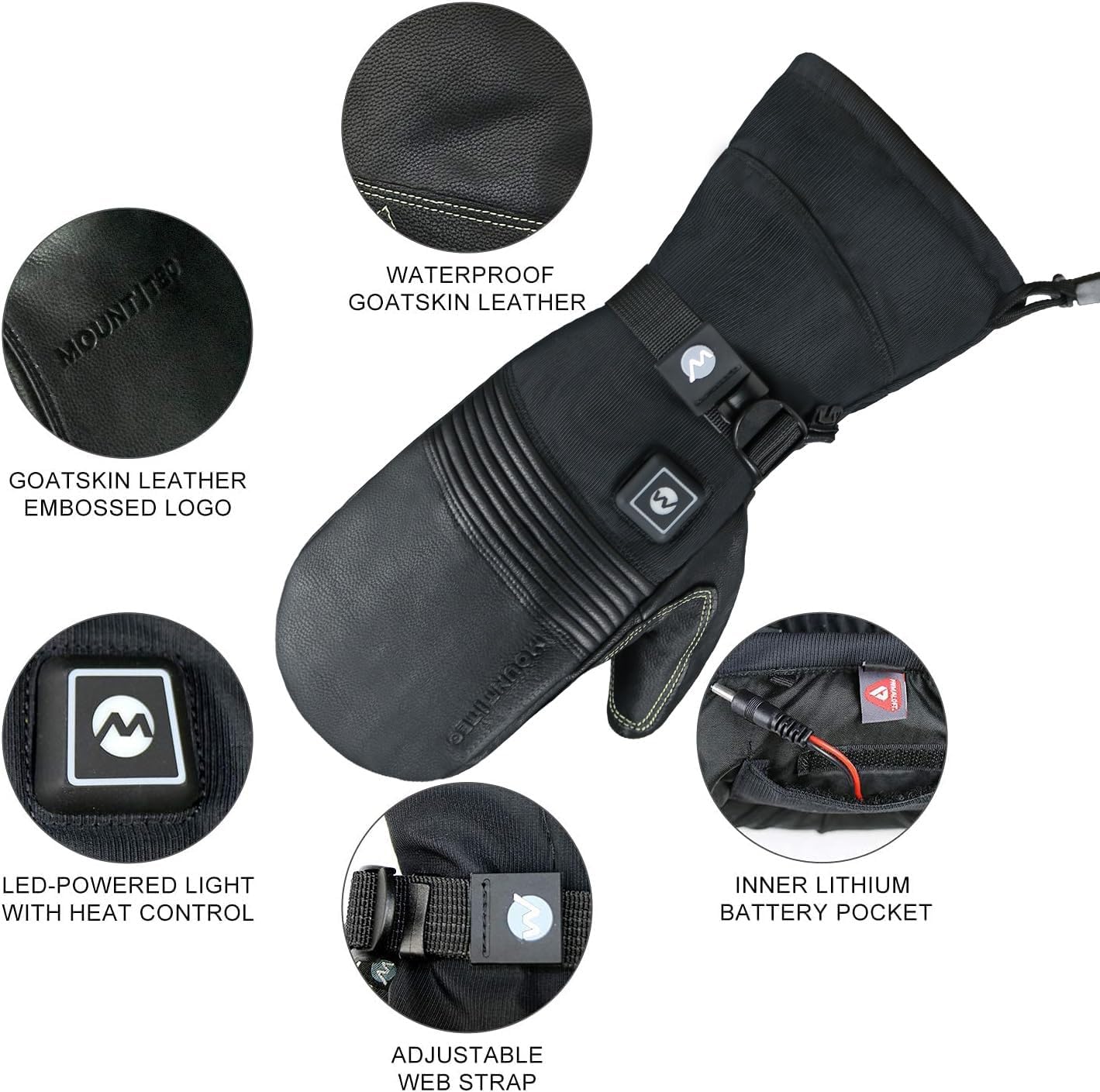 Explorer 4S Unisex Heated Skiing Mitten Waterproof Touch Screen Winter Cold Weather Heated Gloves for Snowboarding