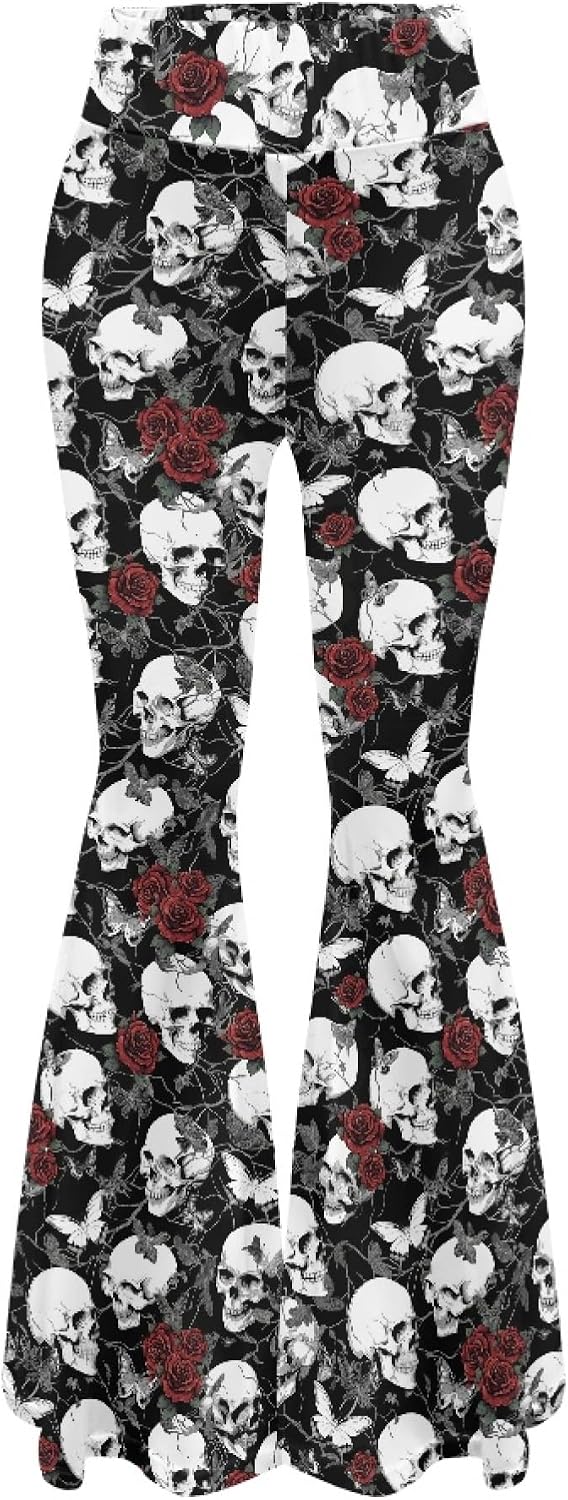Amzbeauty Women's Flare Yoga Pants Trendy Print Tummy Control Stretch Casual High Waist Bell Bottoms