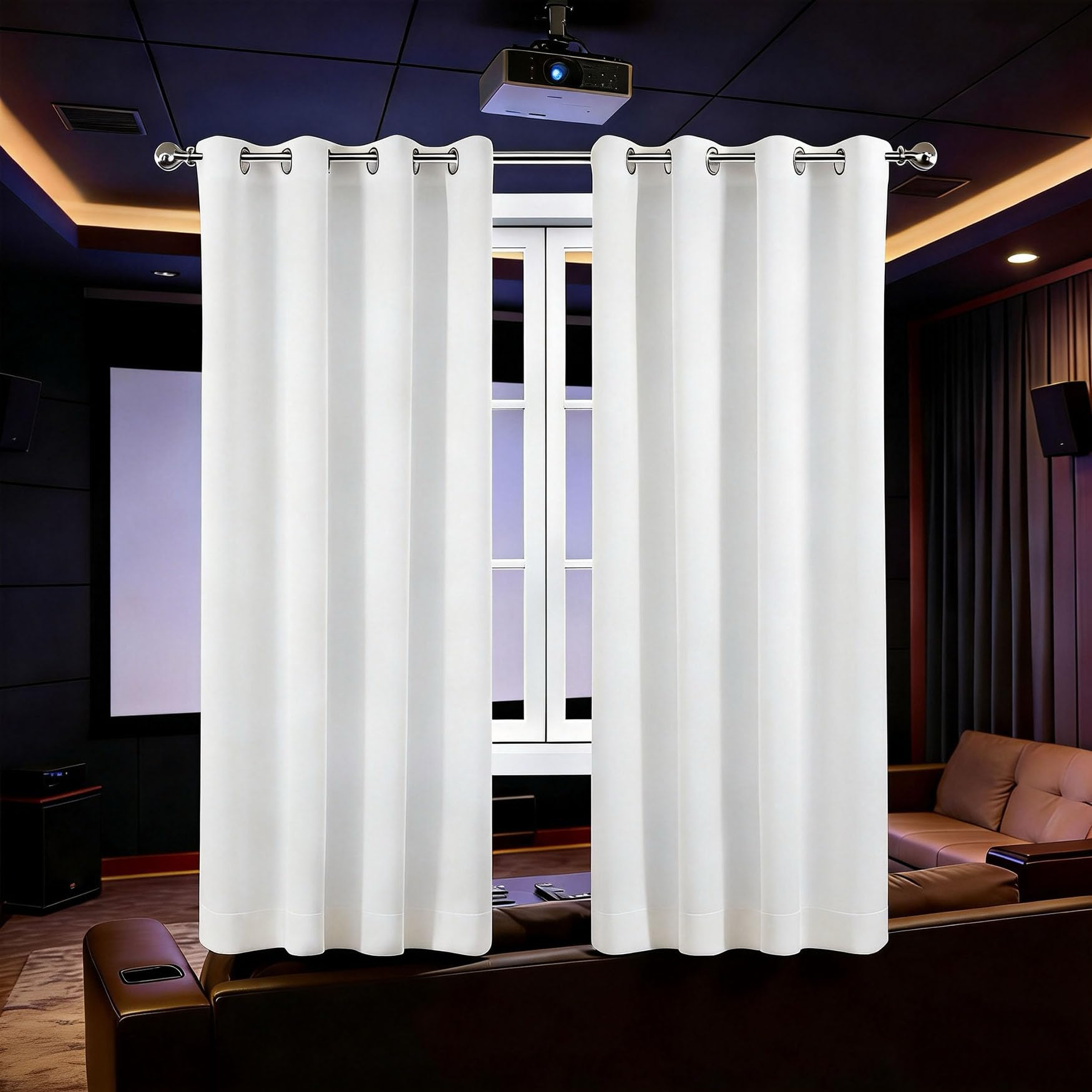 Rideau thermique blanc 255 x 145 cm, tissu doux et design moderne