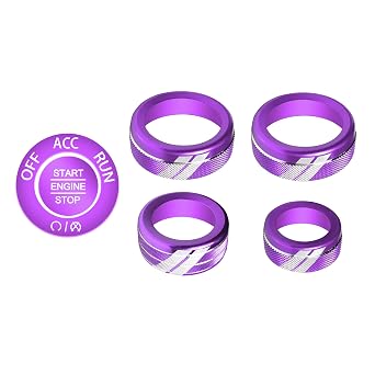 YOSRTER 6PCS Aluminum Control Knob Cover for Dodge Durango Accessories 2021 2022 2023 2024 2025 2026 Air Conditioning AC Climate Switch Volume Tune AdjustPurple Trim