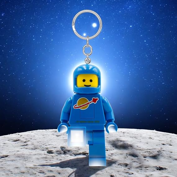 LEGO Keychain Light - Spaceman Blue (KE10H) Large 3 Inch Tall | Bag Charm, LED Flashlight