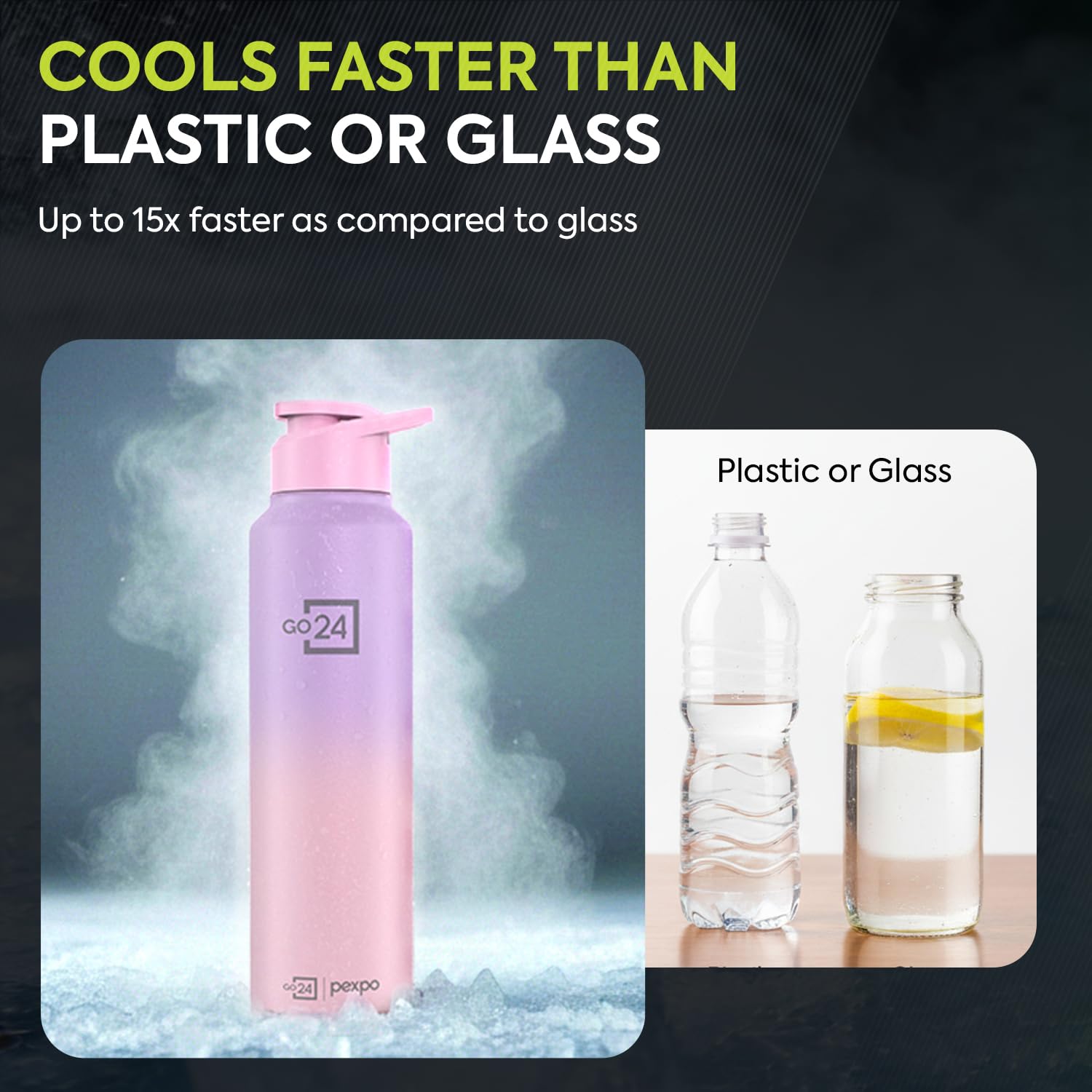 PEXPO Water Bottle 1 ltr Stainless Steel Sports/Fridge Bottle with Sipper Cap | Single Wall | For Home, Office, Gym, Travelling | Lightweight | BPA Free | Craft Pro 950ml | Pink-Purple Ombre 5