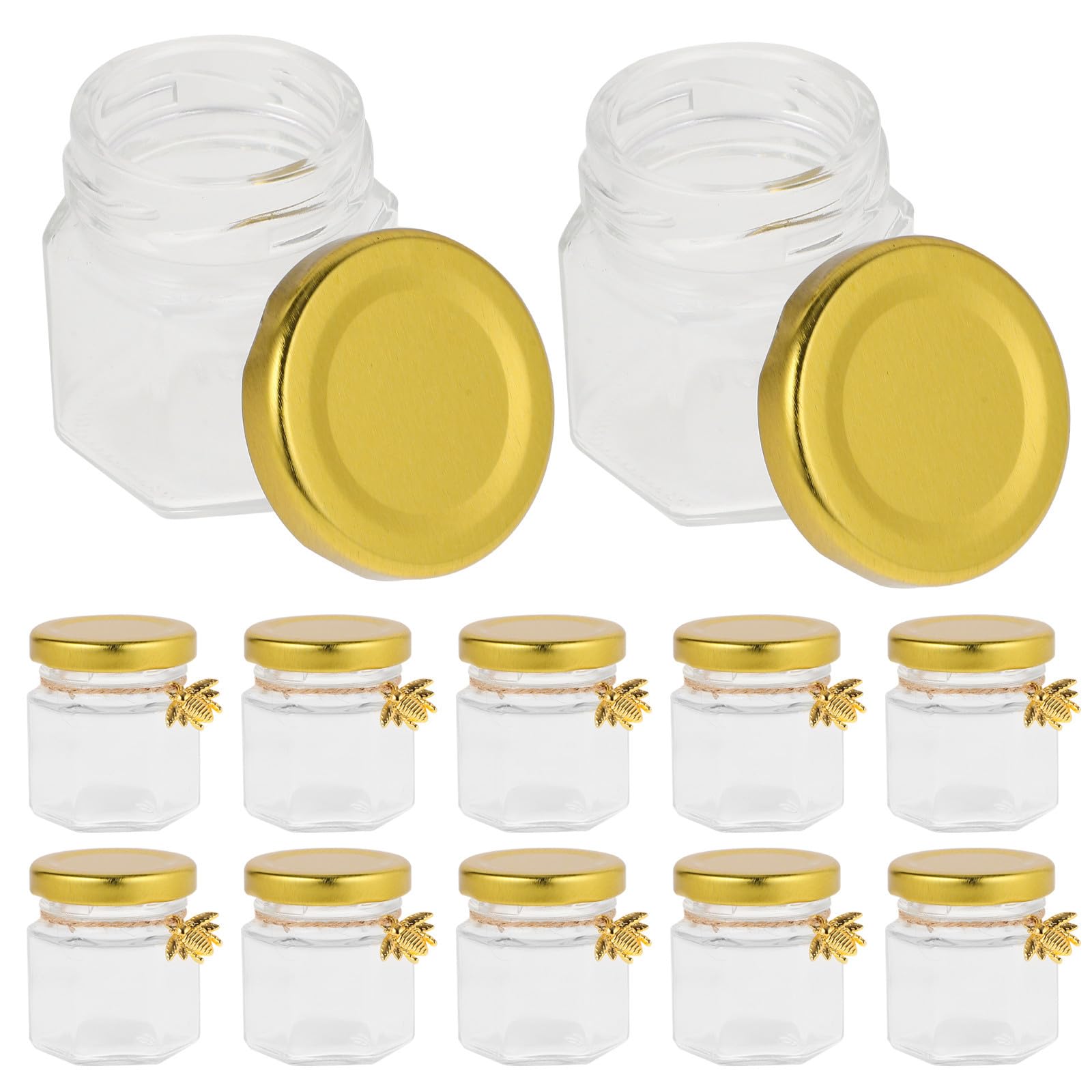 20 Stück Honigglas aus Glas 45ml Sechseckig Luftdichtes Marmeladenglas mit Deckel À zum Aufbewahren von Honig und Marmelade