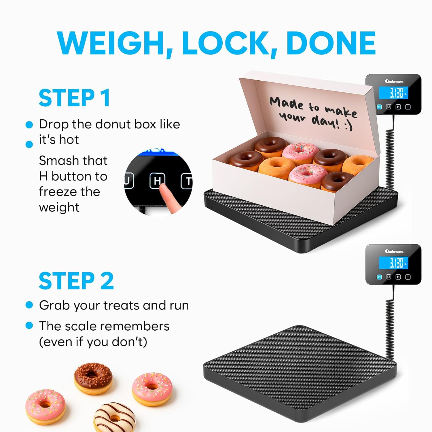 Shipping Scale for Small Business - 440 lbs/0.35oz - High Accurate Digital Postal Scale with Hold/Tare Function - Perfect for Packages, Luggage, Home Use - Battery & Cable Included - Black Mat