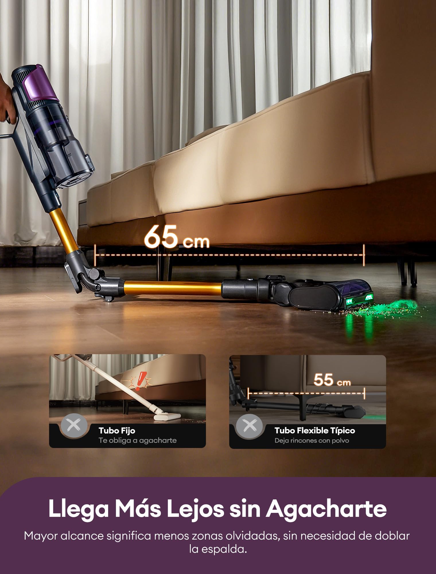 Ultenic U20Mopper Aspiradora sin Cable 60KPa/60Min, con Tanque Extraíble, Tec. Slide-to-Clean sin Ensuciarte, Limpia Bajo Muebles sin Agacharse, Cepillo Antienredos– Ideal para Suelos Duros y Mascotas