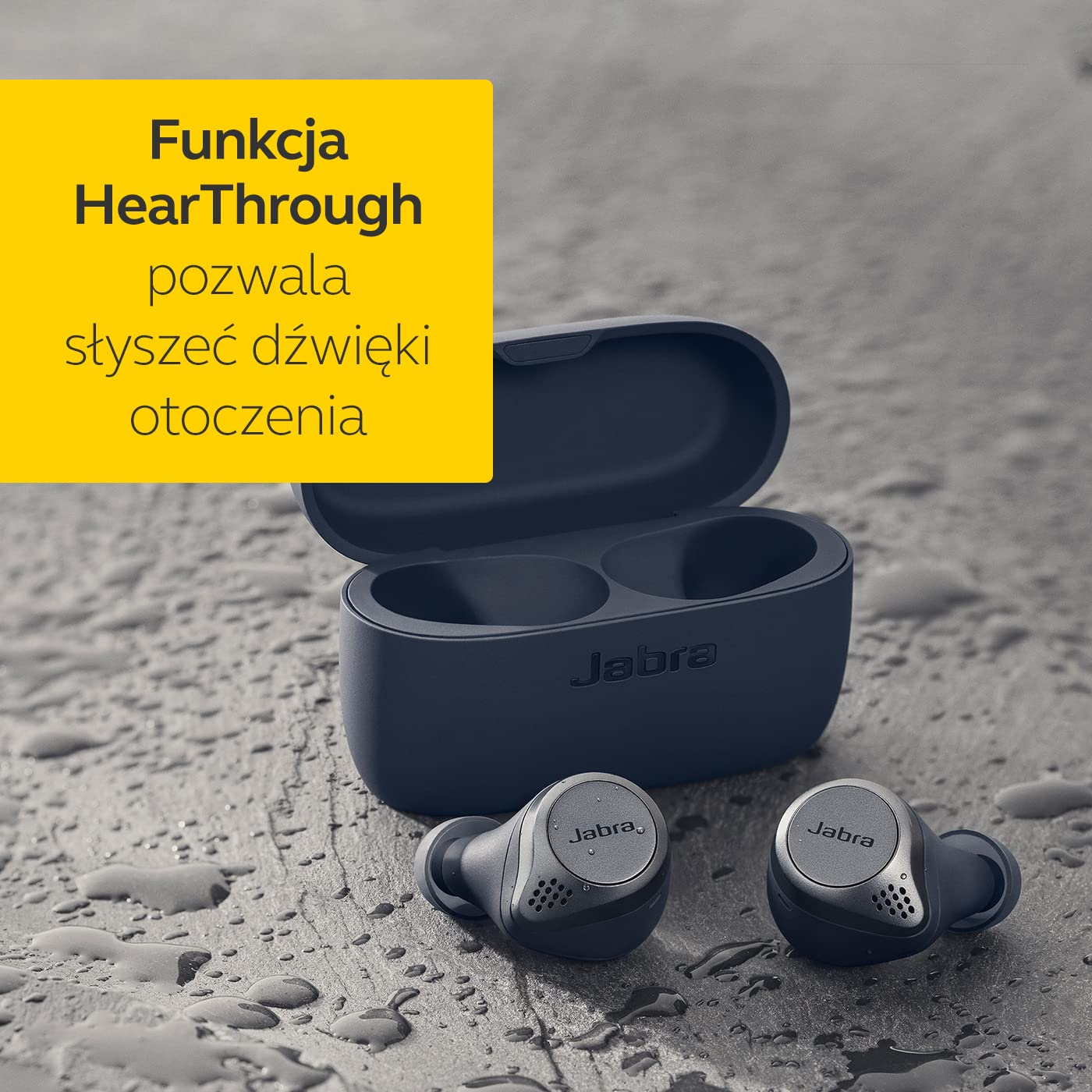 Jabra Elite Active 75t - prawdziwie bezprzewodowe, sportowe słuchawki douszne z pasywną redukcją szumów i długą żywotnością baterii do połączeń i muzyki - granatowy