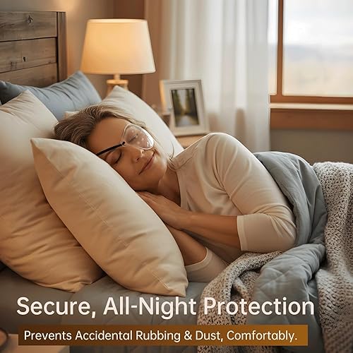 Miniatura 6 de Protector ocular para cirugía de cataratas, paquete de 2 parches médicos con correa ajustable para la cabeza para dormir después de cataratas,