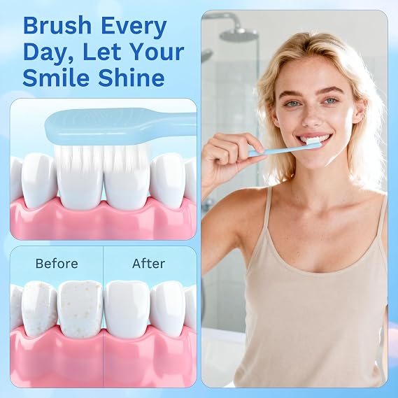 Disposable Travel Toothbrush and Toothpaste, Individually Packaged, Light Blue, with Floss Picks, Hotel Toothbrush Suitable for Hotel, Home, Camping, Travel (200-PACK)