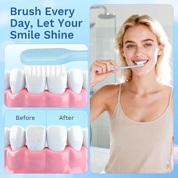 Disposable Travel Toothbrush and Toothpaste, Individually Packaged, Light Blue, with Floss Picks, Hotel Toothbrush Suitable for Hotel, Home, Camping, Travel (200-PACK)