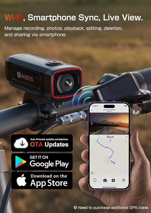 AKEEYO AKY-710S Motorcycle Camera 4K 28fps, 2K 55fps, Wide-Angle 142, IP67, 5MP, Loop & Emergency Recording, Parking Monitor, Motorcycle Bike,Outdoor Sports, Rechargeable,32GB Card Included
