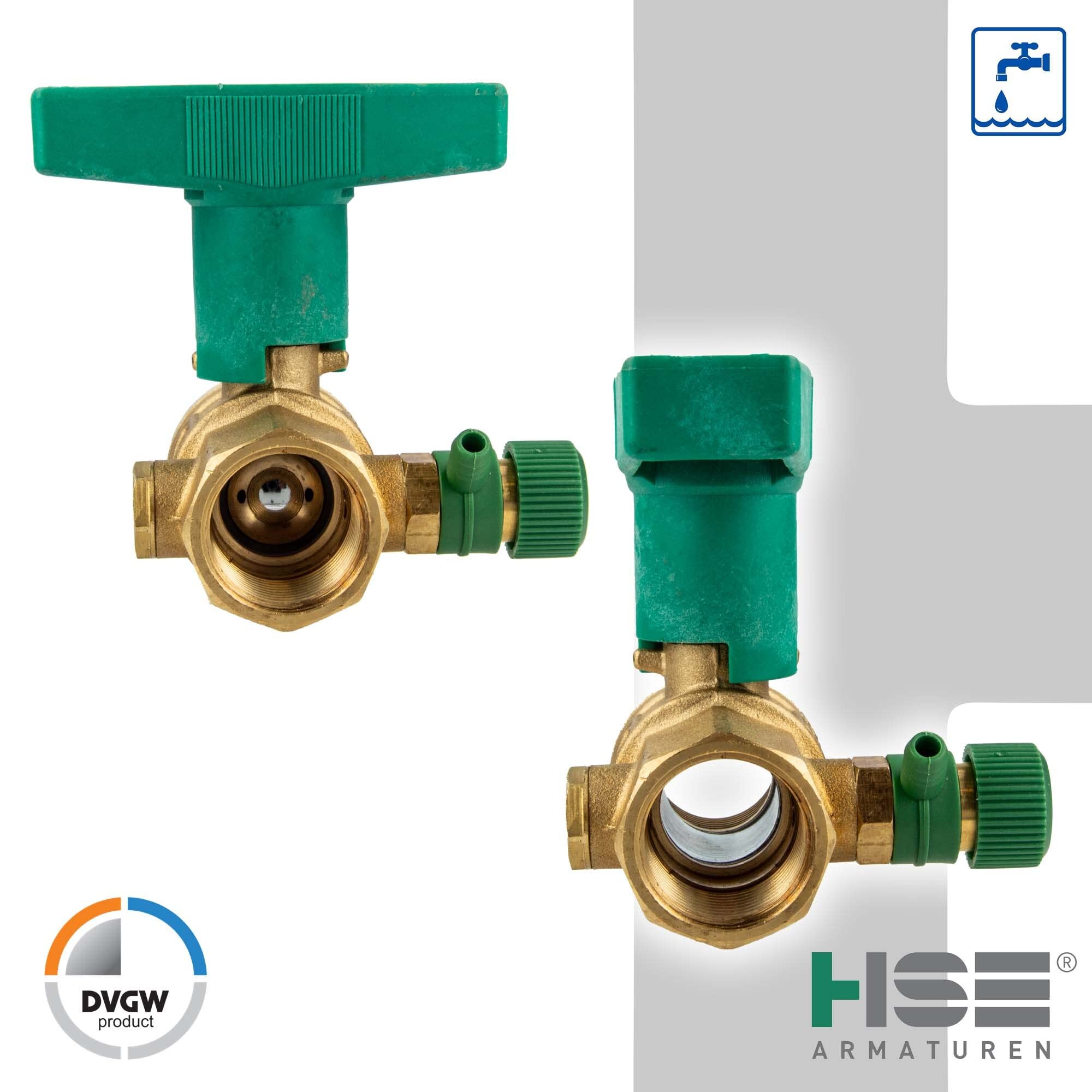 Hermann Schmidt UNIWATER DVGW Kugelhahn 1 Zoll IG (DN 25) mit Entleerung mit ISO-T-Griff, Typ 1469