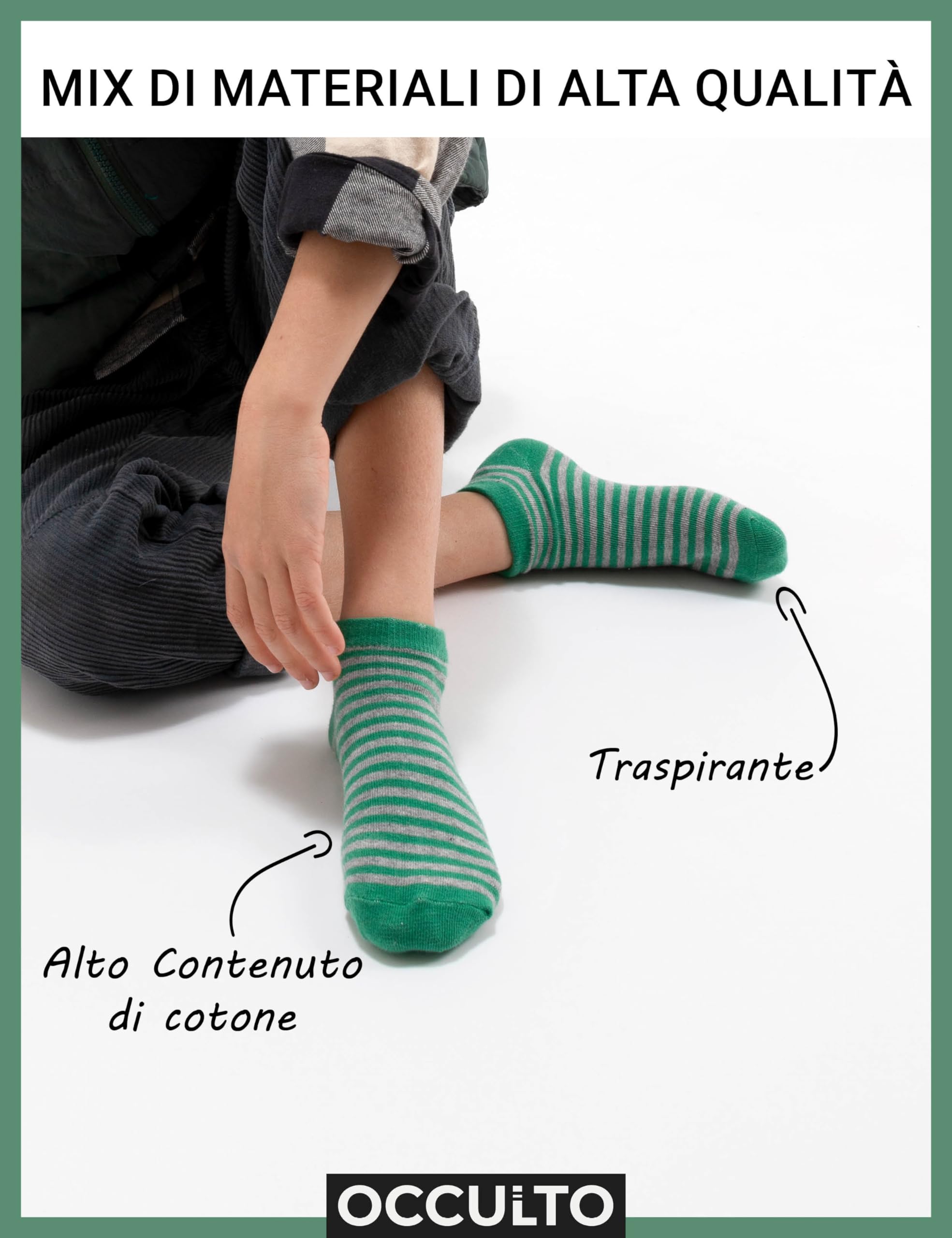 Occulto Calzini Corti per Bambino e Bambina pacco da 10 (modello: Mikl)