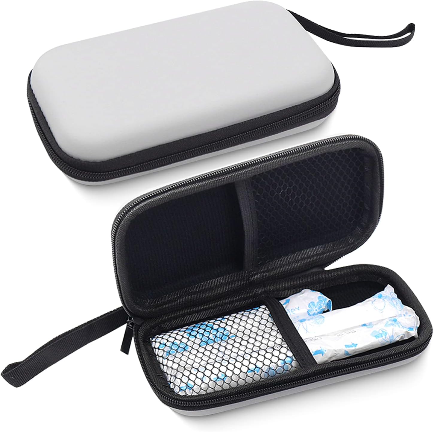 Tuciyke Tampon Storage Bag,2 Pack Gray Tampon Holder Bag with Zipper 6.3x3.3x1.2 inches Small Pouch for Feminine Products Portable Period Bags for Women,Ladies