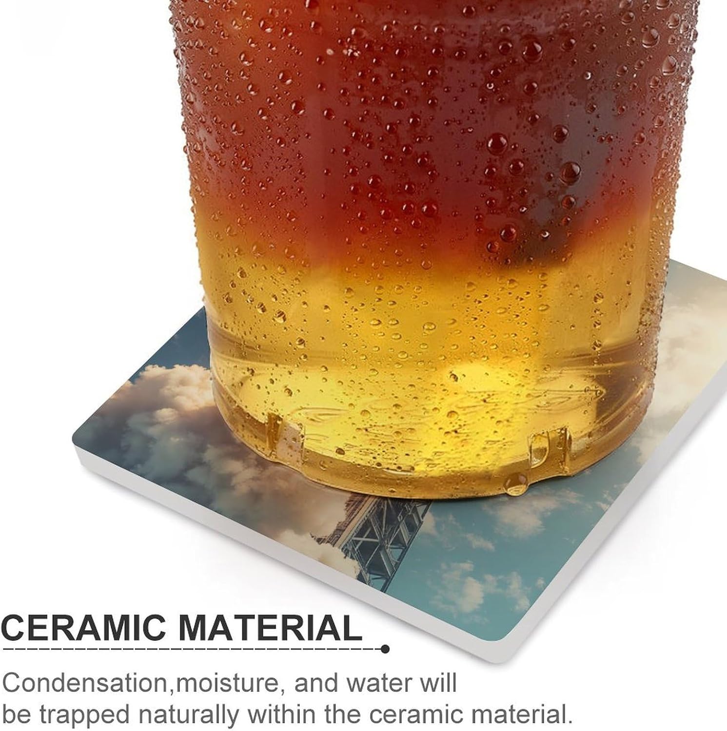 Rocket Launch Coasters for Drinks Square Table Coasters Set Cup Mats with Cork Base