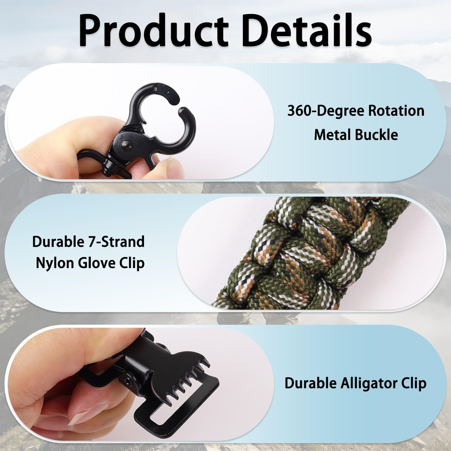 Heavy Duty Tactical Glove Clip Holder Anti-Slip Nylon Work Glove Holder Clip, for Tactical Backpack, Tool Belt, Outdoor image 4