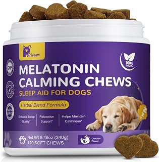 Melatonin for Dogs, Dog Melatonin Calming Chews for Small and Large Dogs - Natural Sleep Aid for Anxiety Stress Relief - Puppy Sleeping Pills - Thunder, Separation, Barking, 3mg, 120ct