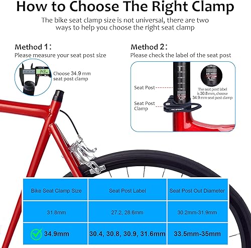 Miniatura 3 de NUWAB Abrazadera de poste de asiento de bicicleta premium, collar de tija de sillín de liberación rápida para bicicleta con aleación de aluminio,