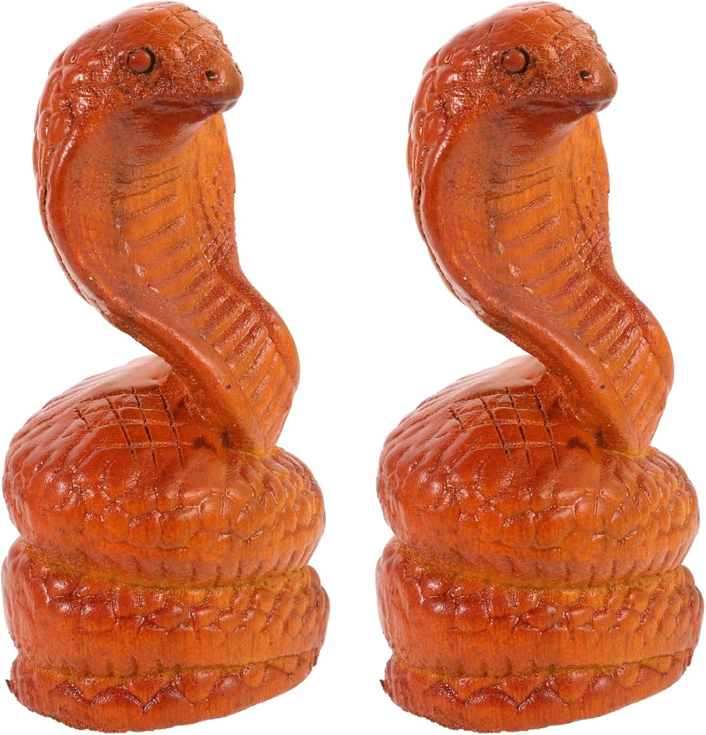 Luxshiny Small Realistic Snake Statue Set 4.52In Wood Carving Snake Figurines for Garden Decor Prank Props Home and Office Display