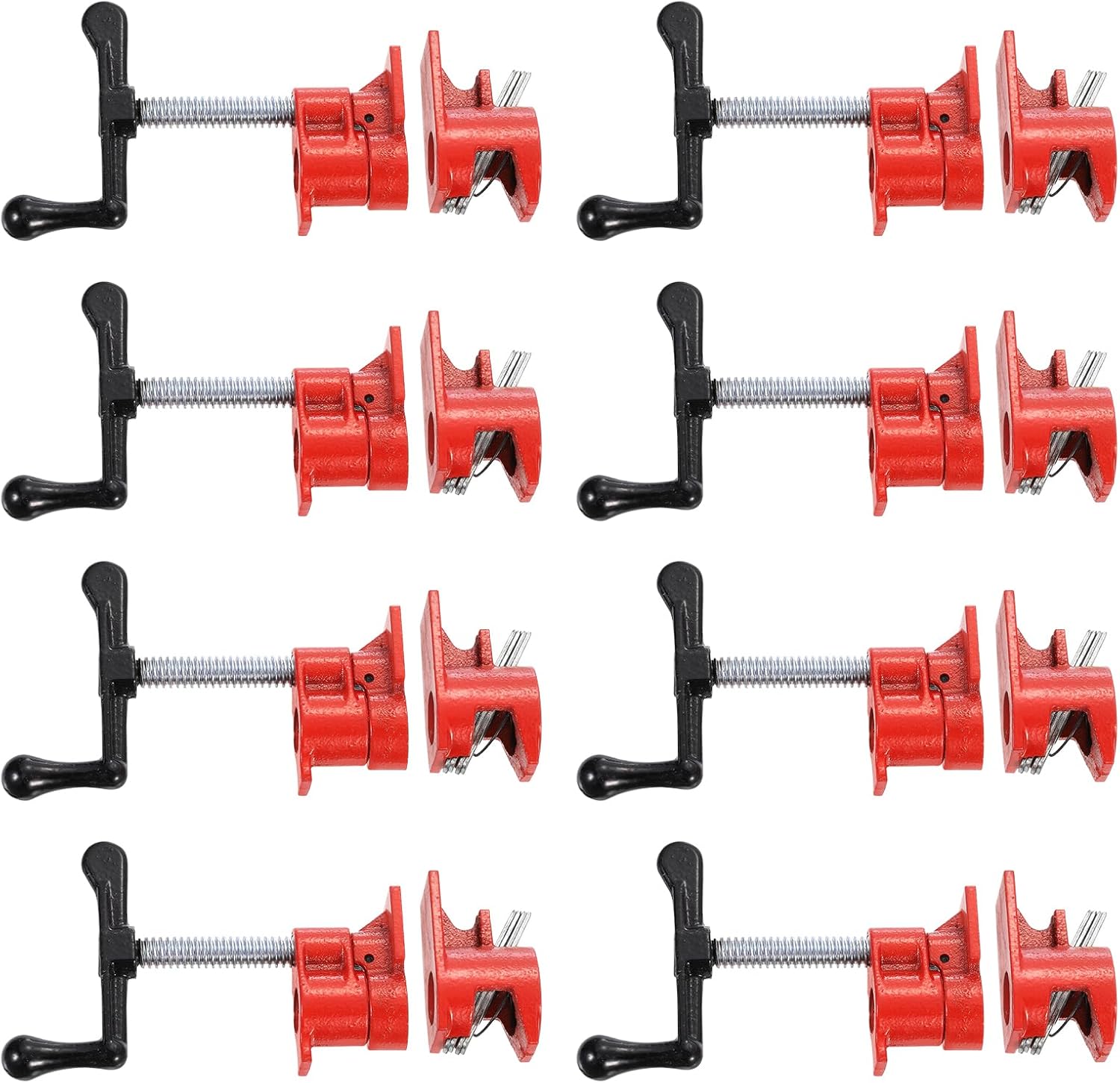 HARFINGTON 8Pcs Clamp Fixture 1/2" Black Pipe Steel Clamps Wood Gluing Pipe Clamp Set Cast Iron Woodworking Tool for Gluing and Drilling