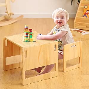 FUNLIO Montessori Beikosttisch und StuhlSet für Kleinkinder 13 Jahre