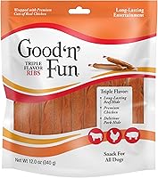 Vista 10 de Good 'n' Fun Masticables de triple sabor para todos los perros, 8.4 onzas, dale a tu perro masticables de larga duración hechos con piel de res