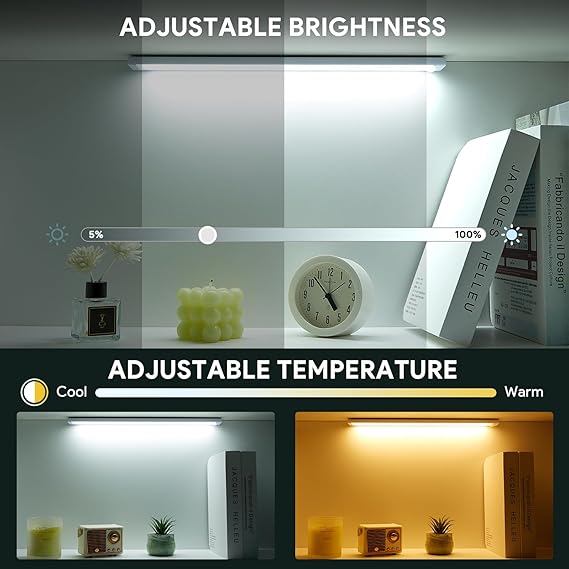 Tailcas Onderbouwlamp keuken LED 40cm, 100 LEDs 3 stuks 3000K/6000K kastverlichting met bewegingsmelder, 2000mAh USB-C oplaadbaar nachtlampje magnetische lichtstrip voor keuken slaapkamer [energieklasse F] photo 3