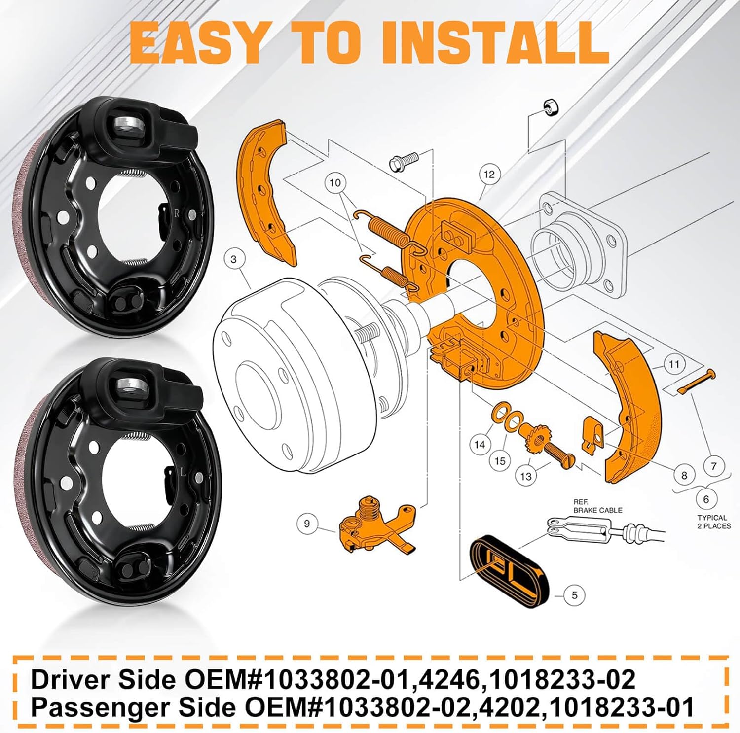 MOSNAI Club Car Brake Cluster Assembly, Driver & Passenger Side Rear Brake Assembly Fits Club Car DS Precedent 1995-UP Tempo 2018-up Golf Cart,OEM# 1018233-02,103380201,103380202,1018233-01