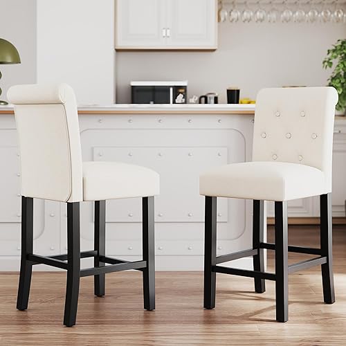 Miniatura 1 de LSSBOUGHT juego de 2 sillas con botones para mostrador, sillas laterales, Gris