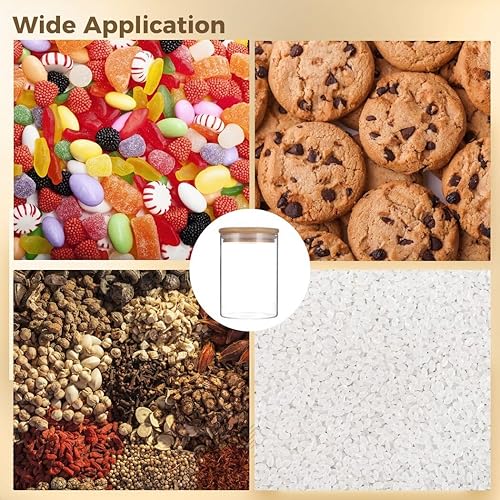 Miniatura 6 de Homaisson 4 tarros de almacenamiento de vidrio de 18.5 onzas con tapas de bambú, recipientes de vidrio transparente, tarros herméticos de