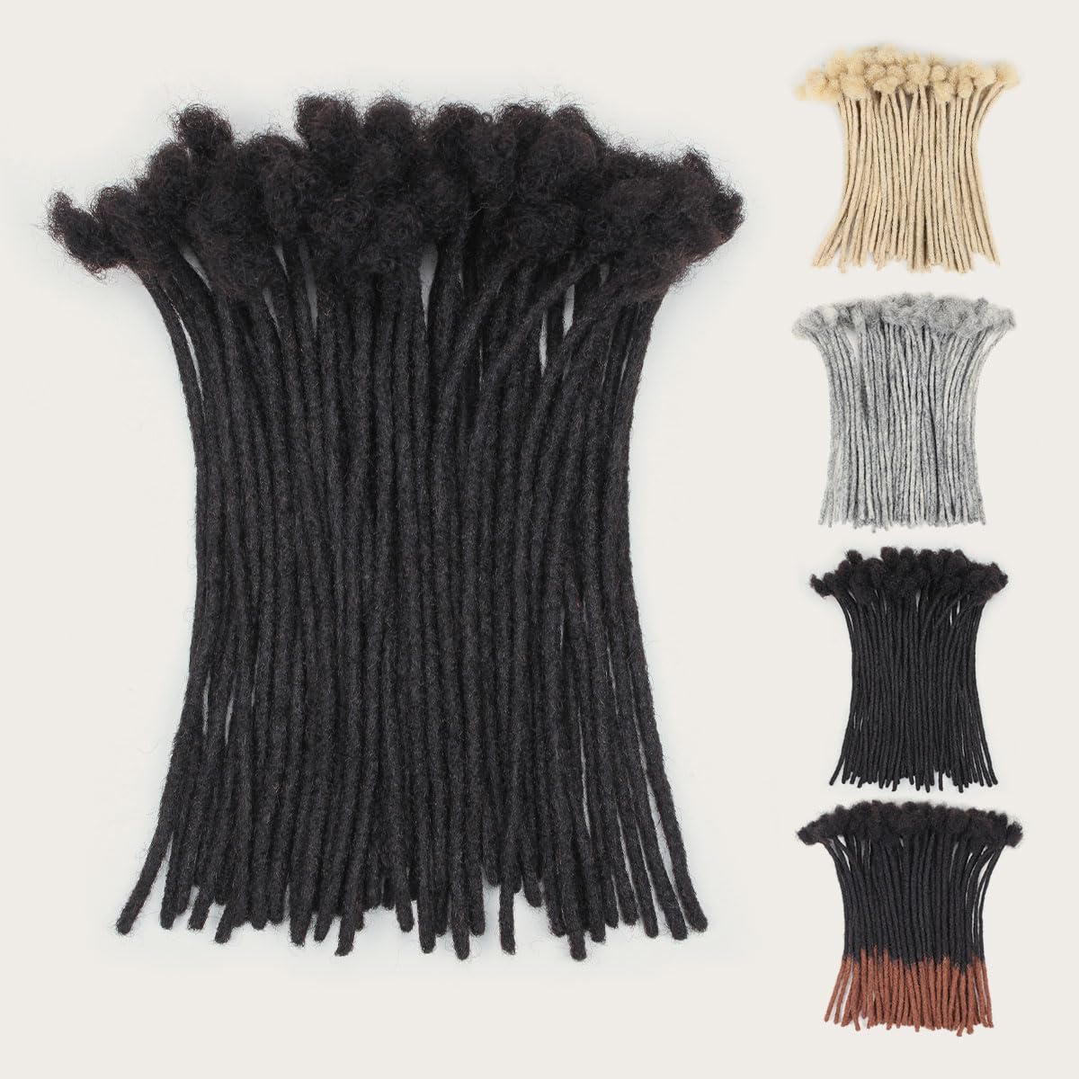 10 inch 40 Strands Loc Extensions Human Hair, 0.6cm Width Real Human Hair Dreadlocks Extensions for Man/Women Full Handmade Dreads Can be Dyed(1b)