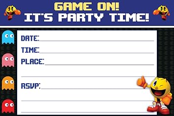 Set of 20 Retro Game Happy Birthday Invitation Cards & Envelopes Lightweight 240g, Postcard Style Invites for the Perfect Party Pack