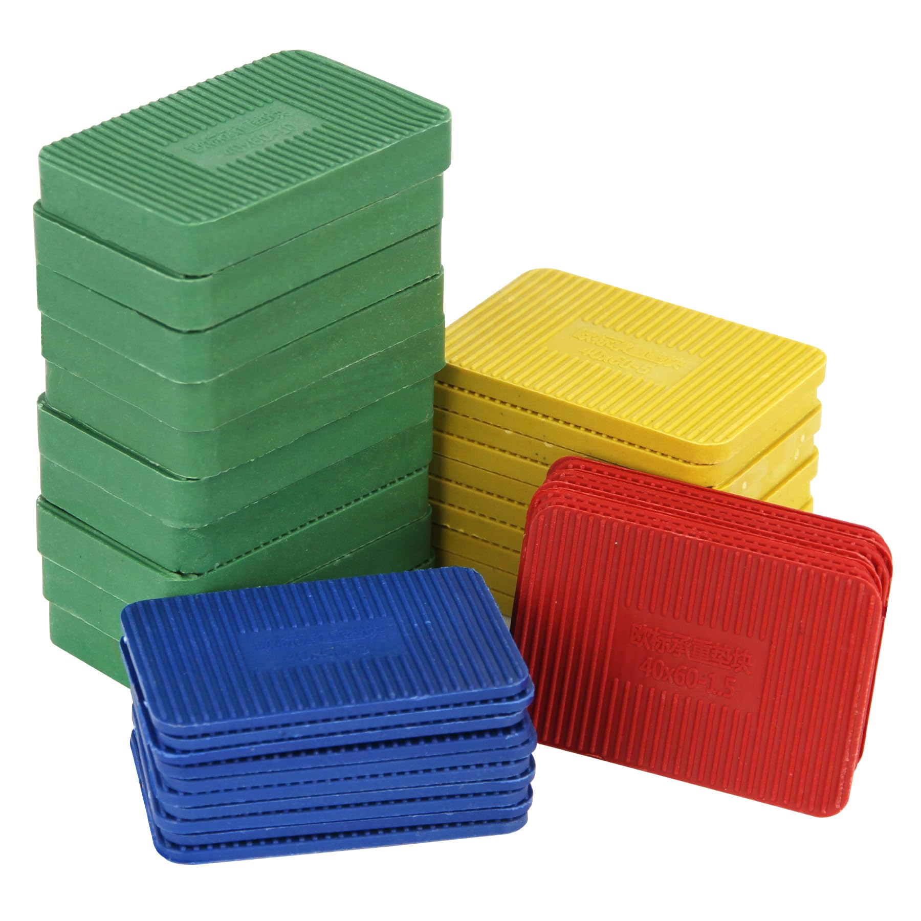 Spesh 40 distanziatori in plastica, 60 x 40 mm, rondelle in plastica, cunei in plastica, blocchi distanziali nelle dimensioni: 1,5,3,5,10 mm